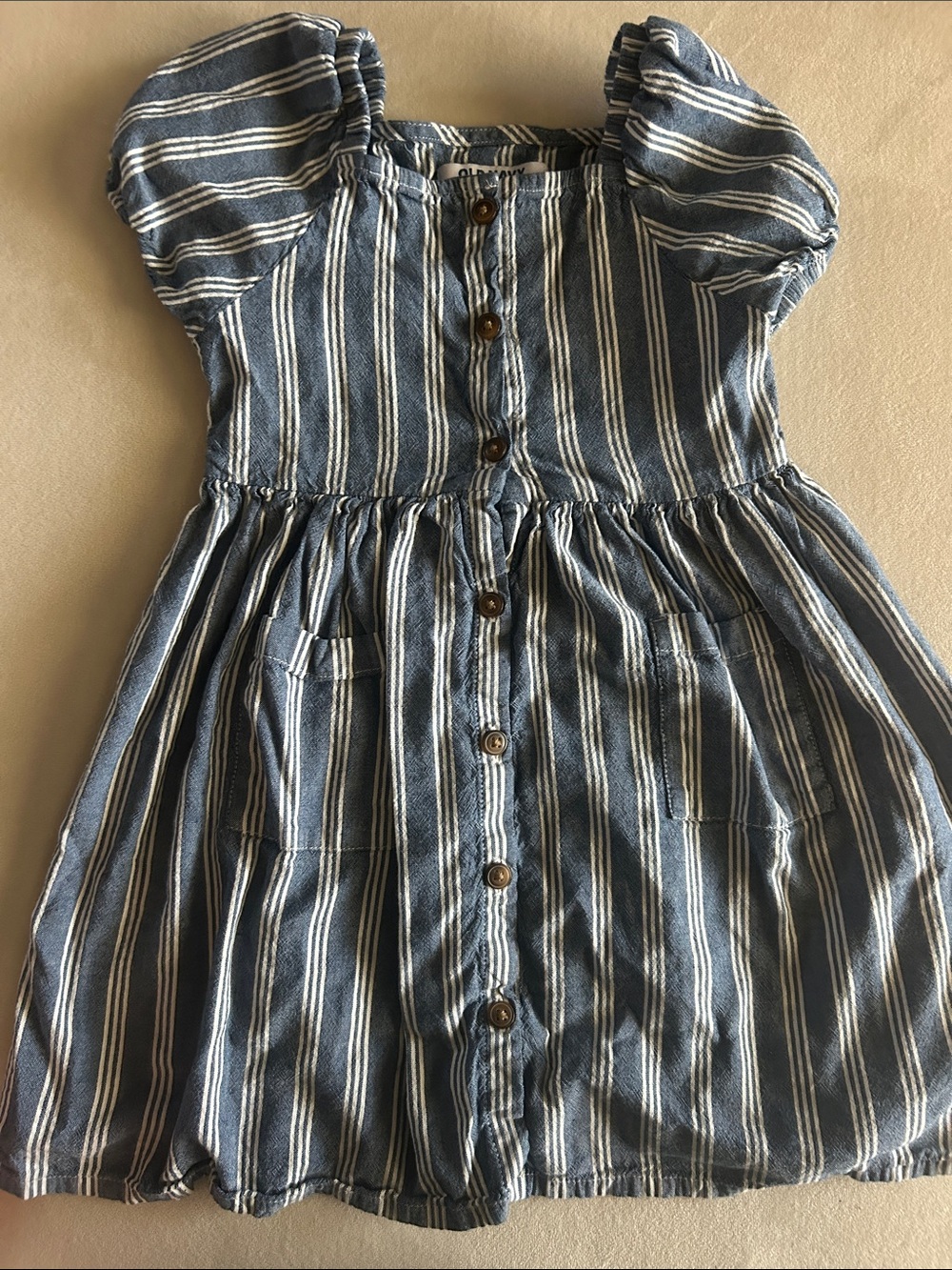 Old Navy Blue & White Striped Button-Front Dress